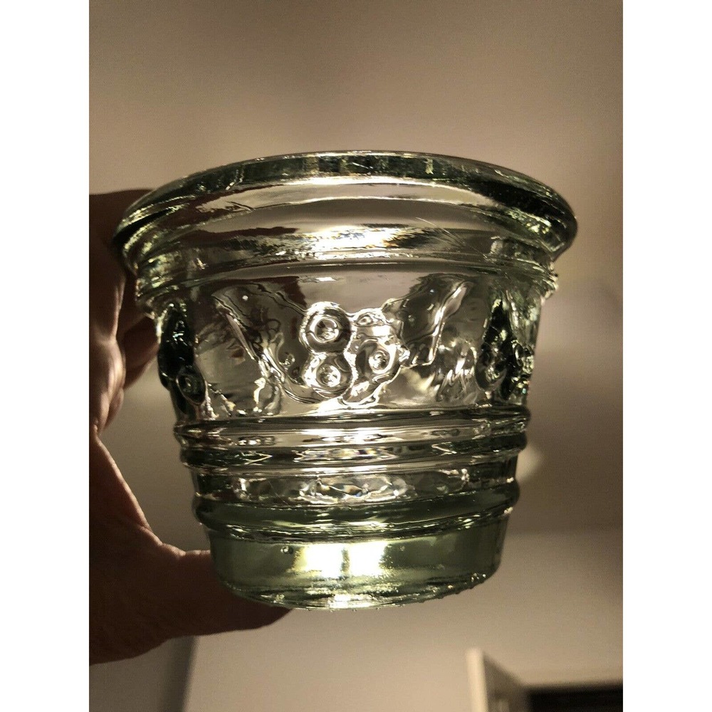 Beautiful Recycled Glass Flower Pot With Embossed Floral Swags From Spain